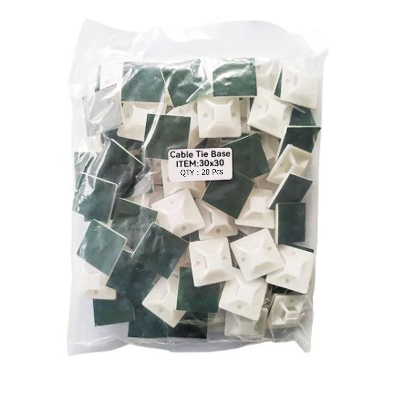 Cable Tie Base - 20 Pcs Plastic Tie Pads for Secure Wire Management, Connection, Organize and Redirect Wires with Reusable Square Cable Coasters and Adhesive 30x30mm - Image 5