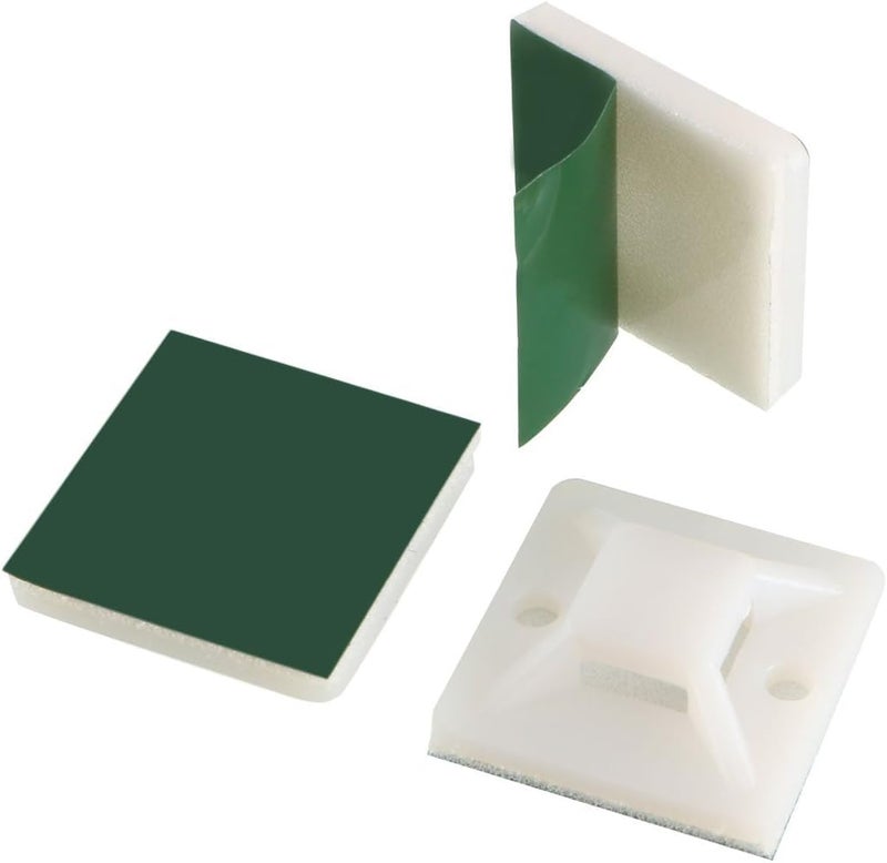 Cable Tie Base - 20 Pcs Plastic Tie Pads for Secure Wire Management, Connection, Organize and Redirect Wires with Reusable Square Cable Coasters and Adhesive 30x30mm - Image 2