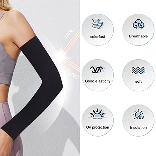 Atneato UV Protection Cooling Arm Sleeves - Arm Warmers Sun Protective Tattoo Sleeves for Men Women (Red + Light Gray) - Image 2