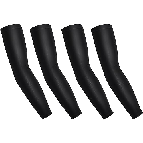 Atneato UV Protection Cooling Arm Sleeves - Arm Warmers Sun Protective Tattoo Sleeves for Men Women (Red + Light Gray) - Image 1