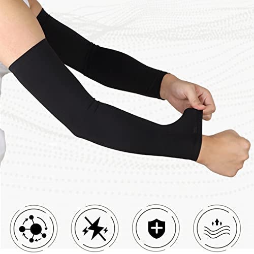 Atneato UV Protection Cooling Arm Sleeves - Arm Warmers Sun Protective Tattoo Sleeves for Men Women (Red + Light Gray) - Image 3