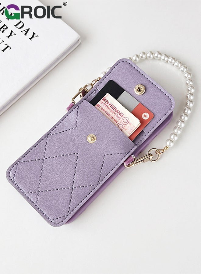 GROIC Compatible for iPhone 15 6.1 Inch Case with Credit Card Holder Crossbody Wallet, Leather Luxury Flip Protective Phone Holder, Removable Fashionable Shoulder & Wristlet Strap - Image 3