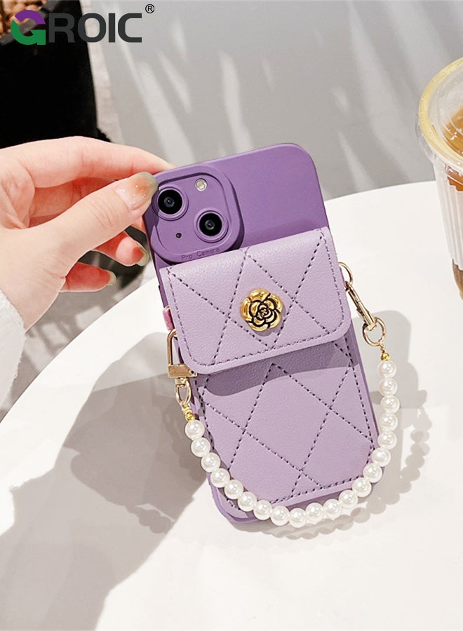 GROIC Compatible for iPhone 15 6.1 Inch Case with Credit Card Holder Crossbody Wallet, Leather Luxury Flip Protective Phone Holder, Removable Fashionable Shoulder & Wristlet Strap - Image 2