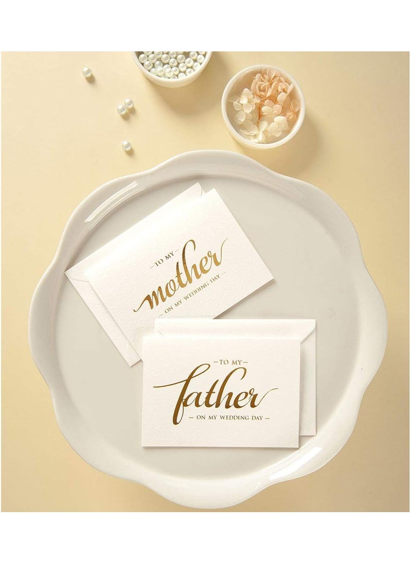 MAGJUCHE To my mother to my father wedding day cards set from daughter son gold foiled wedding cards to parents mom dad  - Image 5