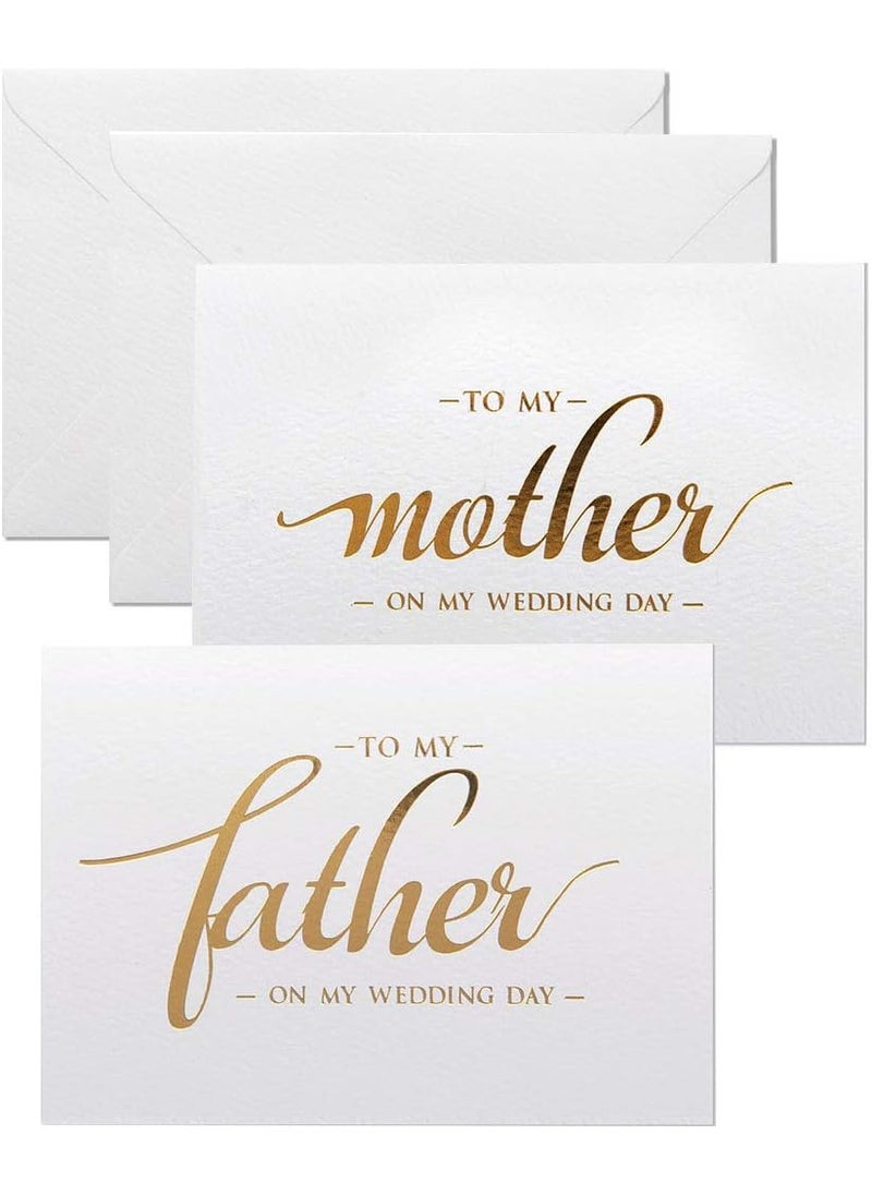 MAGJUCHE To my mother to my father wedding day cards set from daughter son gold foiled wedding cards to parents mom dad  - Image 1