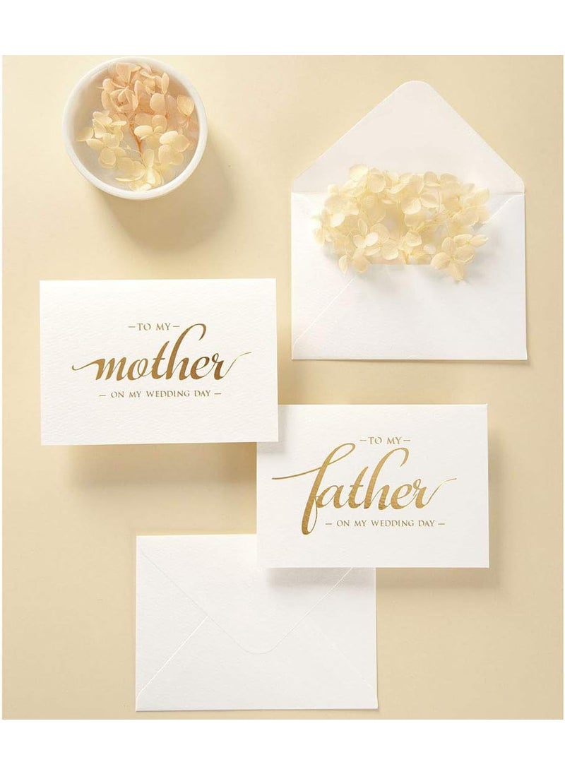 MAGJUCHE To my mother to my father wedding day cards set from daughter son gold foiled wedding cards to parents mom dad  - Image 2