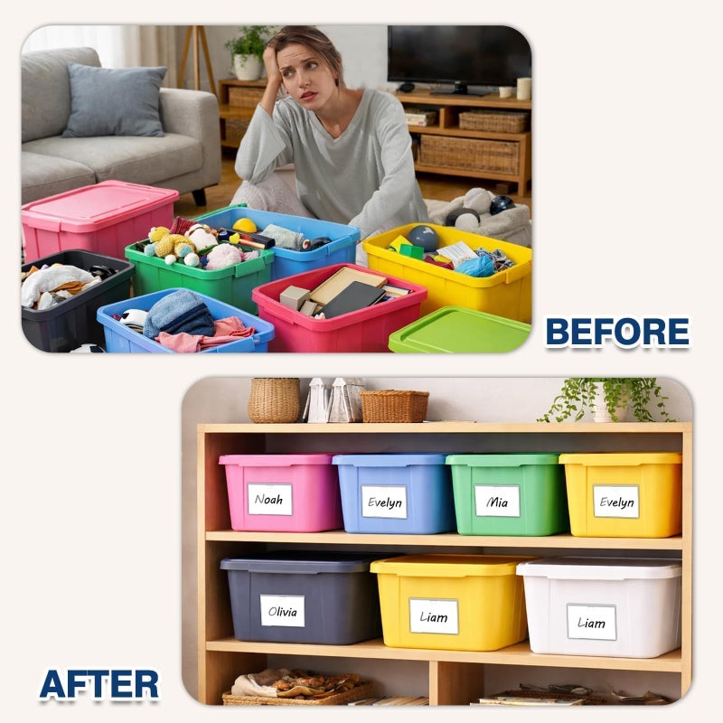 H4D 24 Pack Labels for Storage Bins, 3" x 5" Plastic Clear Adhesive Index Card Holders, Tote Label Pockets for Organizing Storage, Library Card, Shelves - Image 5