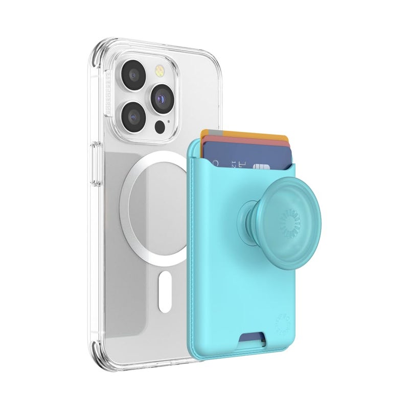 PopSockets Phone Wallet for MagSafe, Phone Card Holder with Grip, Light Blue - Butterfly Pea Blue - Image 1
