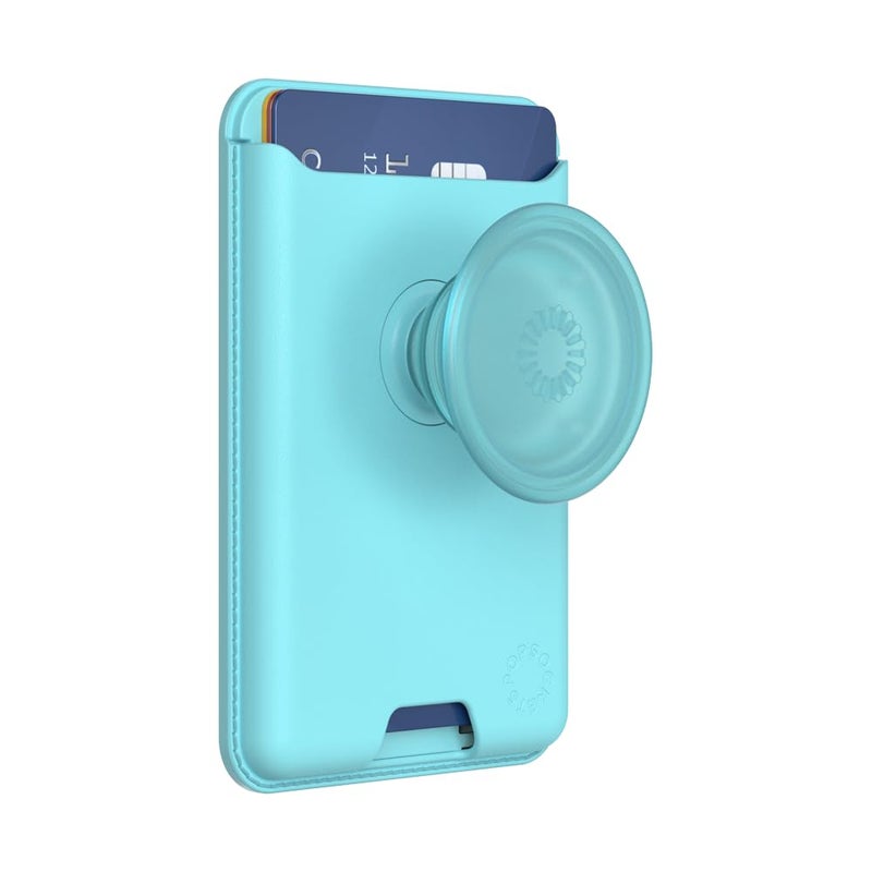 PopSockets Phone Wallet for MagSafe, Phone Card Holder with Grip, Light Blue - Butterfly Pea Blue - Image 3