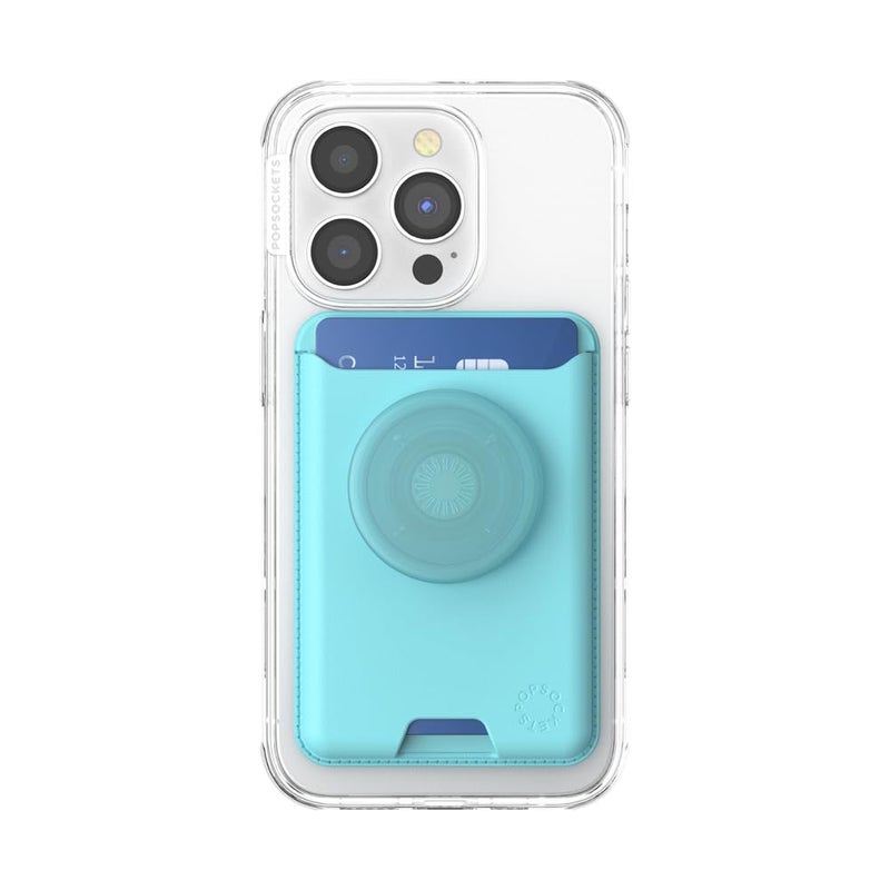 PopSockets Phone Wallet for MagSafe, Phone Card Holder with Grip, Light Blue - Butterfly Pea Blue - Image 2