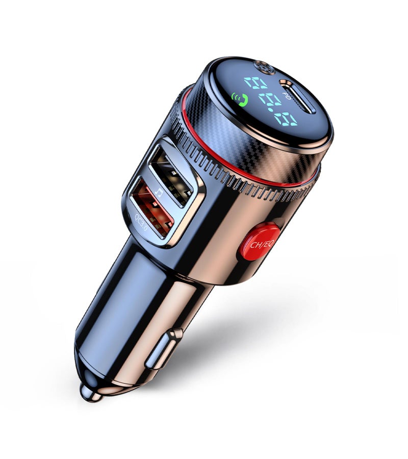 LIHAN Bluetooth 5.4 Car FM Transmitter, Wireless AUX Adapter with USB-C PD 30W & QC3.0 18W Dual Fast Charging, HiFi Bass EQ, CVC Hands-Free Calls, Siri/Google Assistant, 12V/24V Cars/Trucks/Vans - Image 1