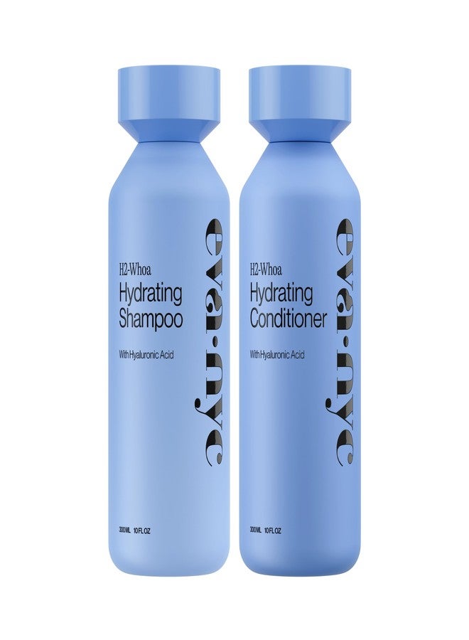 Eva NYC Hyaluronic Acid Hydrating Shampoo and Conditioner Set - Add Moisture + Shine - Restore Hydration + Soften - All Hair Types - Gentle Cleanse, High Lather - Jasmine Scent - 10 floz (Pack of 2) - Image 1