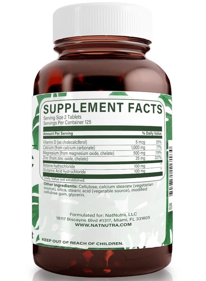 Natural Nutra Calcium Magnesium Zinc Supplement with Vitamin D3 for Bone Strength, Health and Healing, Gluten Free and Sugar Free, Essential Mineral Complex 250 Count (Pack of 2) - Image 2
