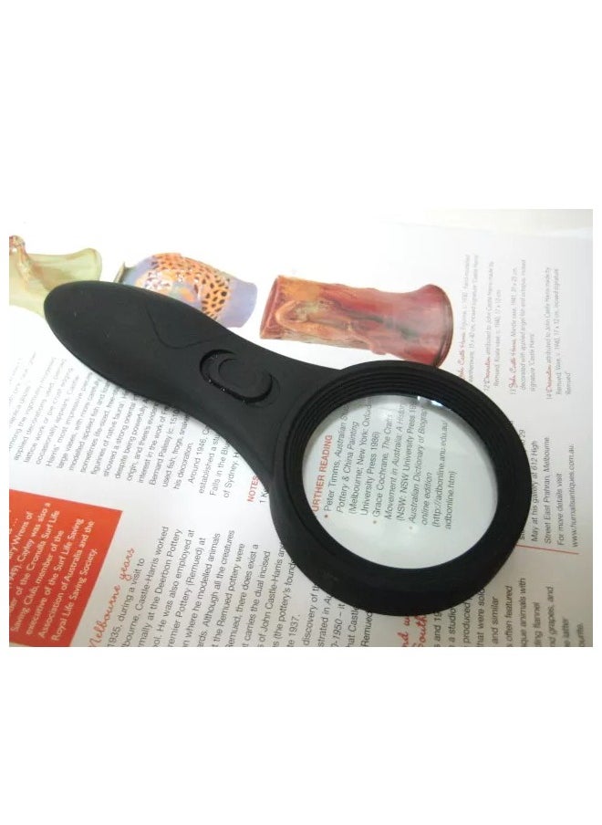 Donia - Handheld Magnifying Glass with Light, 10X Magnification, 12 LED Lights, Large Magnifying Glass for Reading, Soldering, Inspection and Exploration, with Lens Cloth (Black) - Image 1