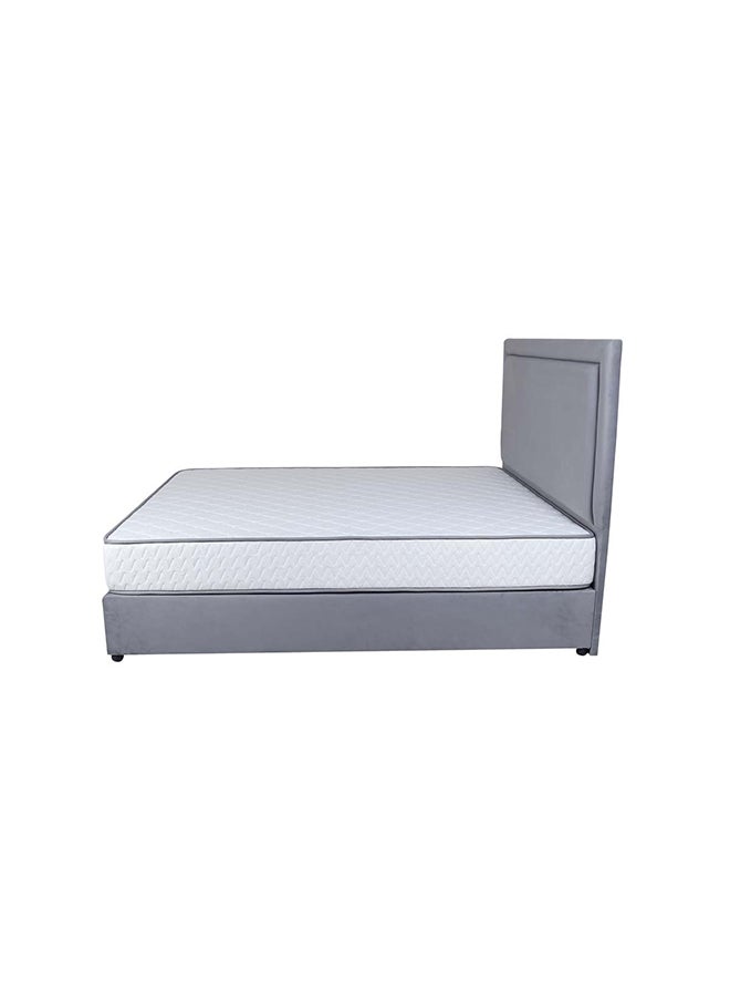 Bed and Mattress Zone Velvetine Upholstered Bed 200x150 Queen Size Grey Color  - Image 4