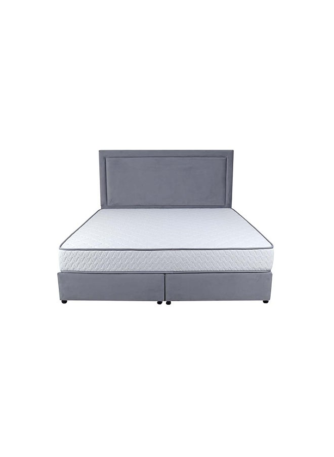 Bed and Mattress Zone Velvetine Upholstered Bed 200x150 Queen Size Grey Color  - Image 3
