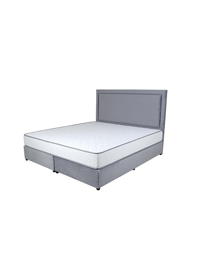 Bed and Mattress Zone Velvetine Upholstered Bed 200x150 Queen Size Grey Color  - Image 2