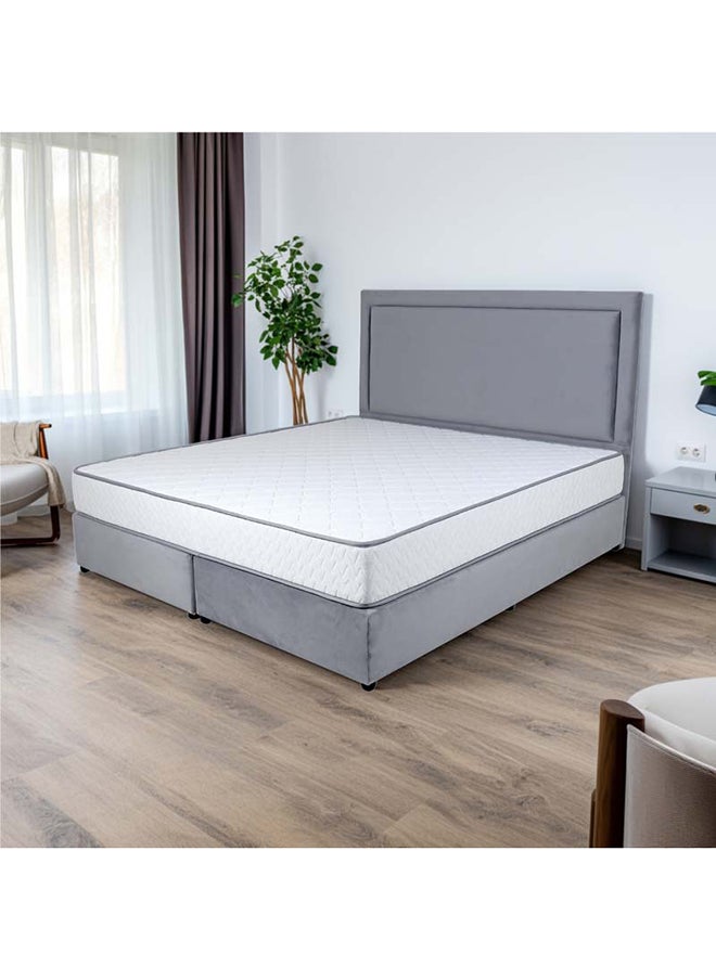 Bed and Mattress Zone Velvetine Upholstered Bed 200x150 Queen Size Grey Color  - Image 5