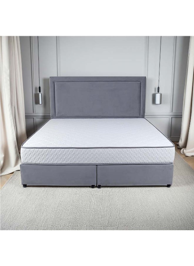 Bed and Mattress Zone Velvetine Upholstered Bed 200x150 Queen Size Grey Color  - Image 1
