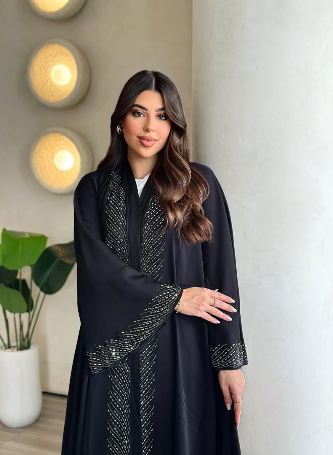 تايك تو عباية مزينة - أسود - Image 4