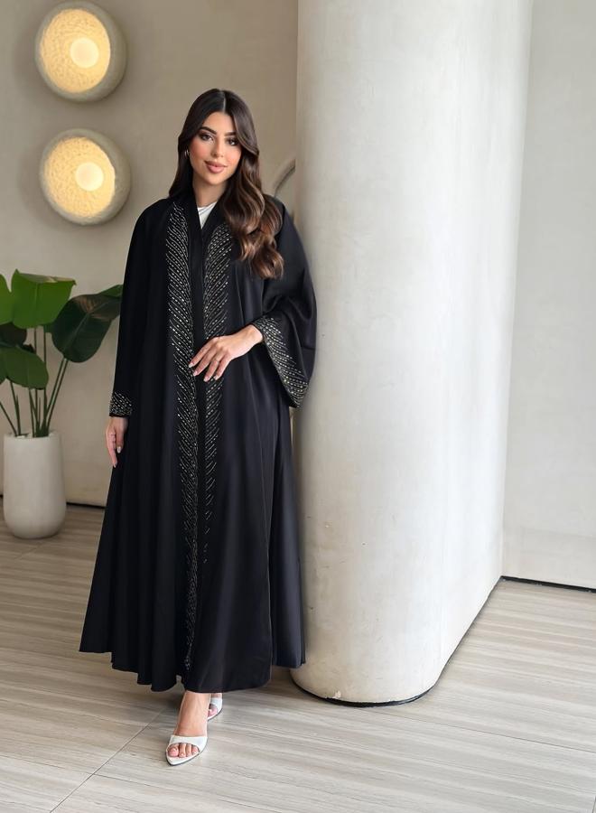 تايك تو عباية مزينة - أسود - Image 3