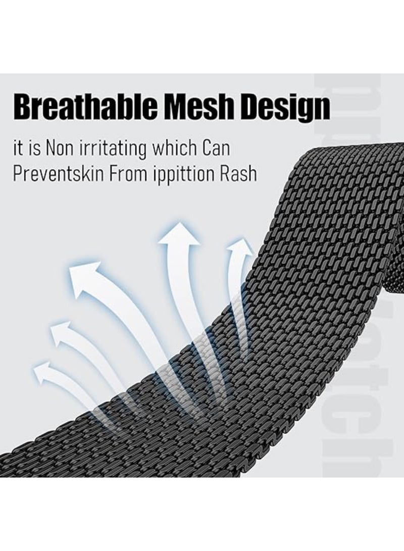 اووكاي أساور معدنية لساعة سامسونج جالاكسي واتش 8، مقاس 40 مم/44 مم/جالاكسي واتش 8 كلاسيك، مقاس 46 مم، سوار بديل من الفولاذ المقاوم للصدأ بشبكة مغناطيسية (أسود) - Image 5