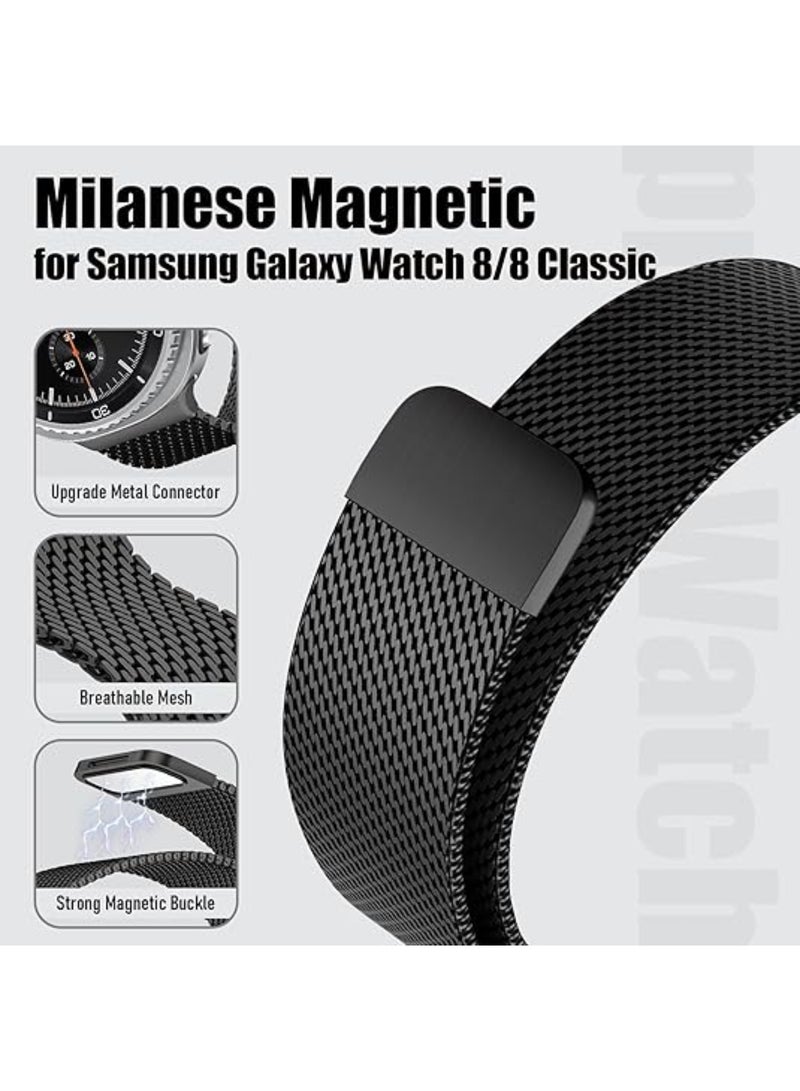 اووكاي أساور معدنية لساعة سامسونج جالاكسي واتش 8، مقاس 40 مم/44 مم/جالاكسي واتش 8 كلاسيك، مقاس 46 مم، سوار بديل من الفولاذ المقاوم للصدأ بشبكة مغناطيسية (أسود) - Image 4