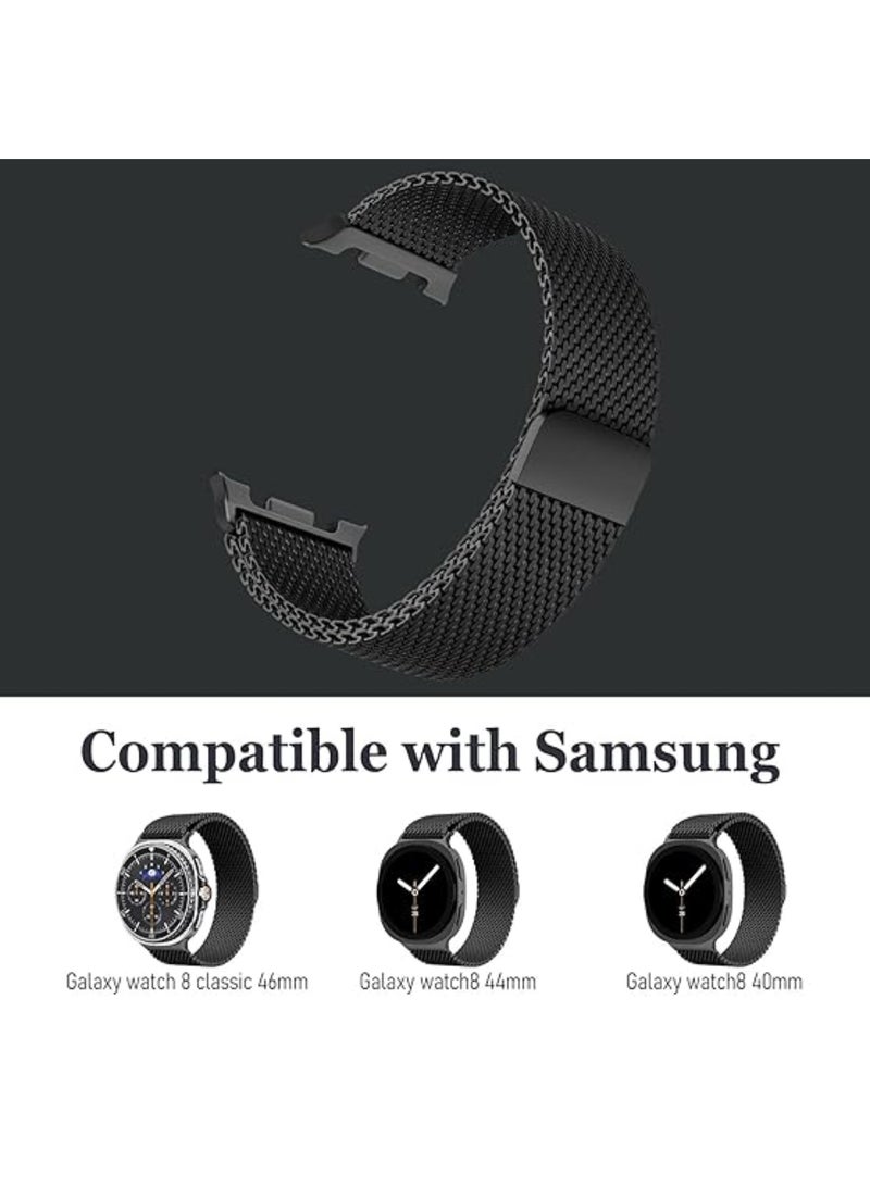 اووكاي أساور معدنية لساعة سامسونج جالاكسي واتش 8، مقاس 40 مم/44 مم/جالاكسي واتش 8 كلاسيك، مقاس 46 مم، سوار بديل من الفولاذ المقاوم للصدأ بشبكة مغناطيسية (أسود) - Image 3