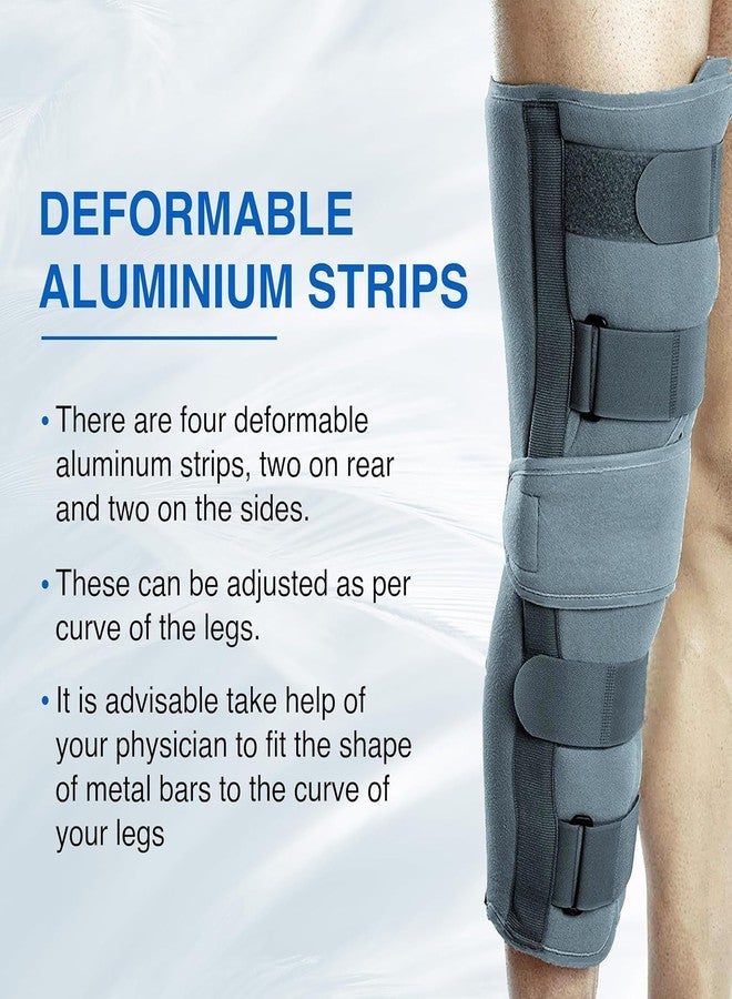 MEDTRIX Long Knee Brace 22" Rigid Support, Immobilizes & Stabilizes Knee, & Relieves Pain With Optimal Comfort, Adjustable Strap, Anti Slip Design, Unisex (S) - Image 4