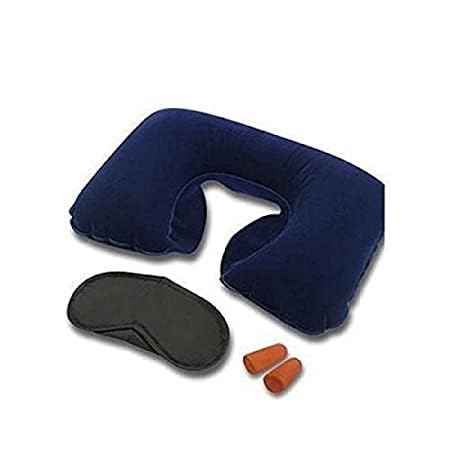 MSS Store 3 in 1 Travel Set Inflatable Air Neck Pillow Eye Mask and Ear Plugs Airline Travel Kit Multi Color Pack of 1 T Set 1 - Image 4