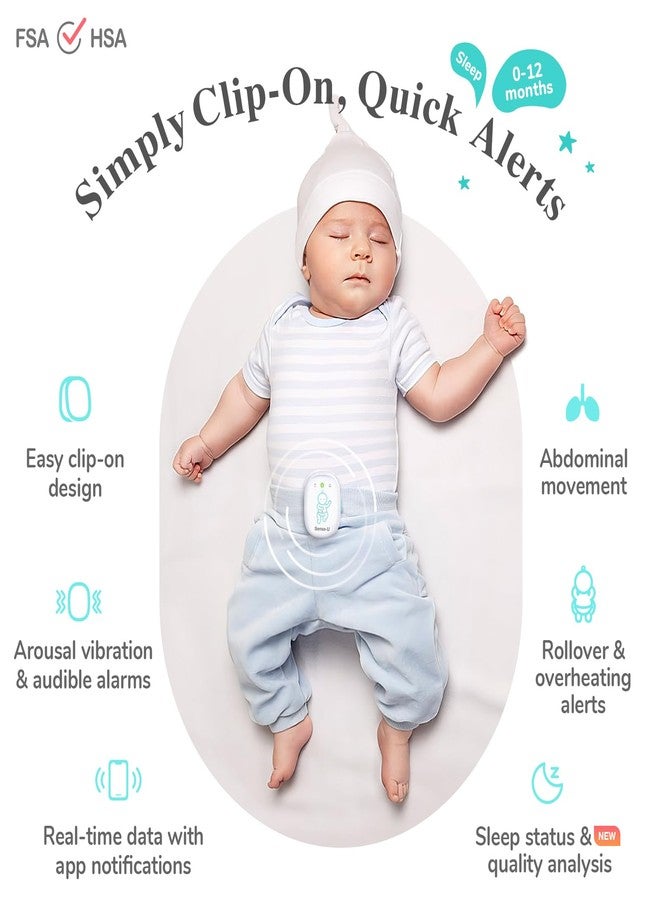 Sense-U Smart Baby Monitor Pro with Arousal Vibration, Audible and App Alerts: Tracks Abdominal Movement, Rollover, Feeling Temperature, Portable & Wearable Smart Sleep Monitor, Green - Image 2