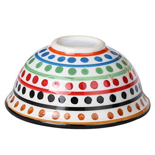 Caffeine Ceramic Handmade Orange and White Multi Dotted Katori Bowl Set of 4 - Image 4