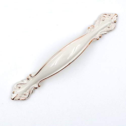 Jetland Cabinet Hardware Handle Pull - 5-Pack, Ivory White with Gold Edge, 2-1/2" (64mm) Hole Centers, PW8803W64 - Image 3
