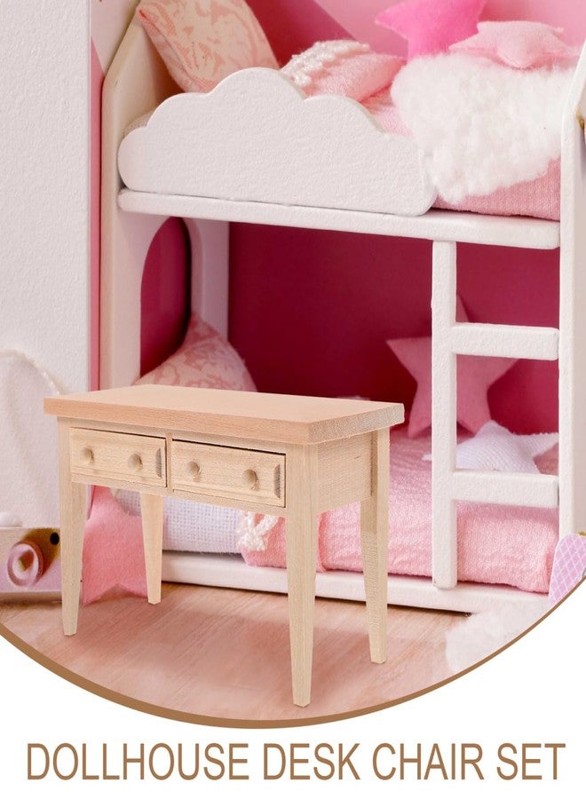 JOINPAYA Wooden Mini Dollhouse Furniture: 1:12 Dolls Table & Chair Furniture Set Desk Chair with Drawer for Photo Props Mini House Living Room Accessories - Image 5