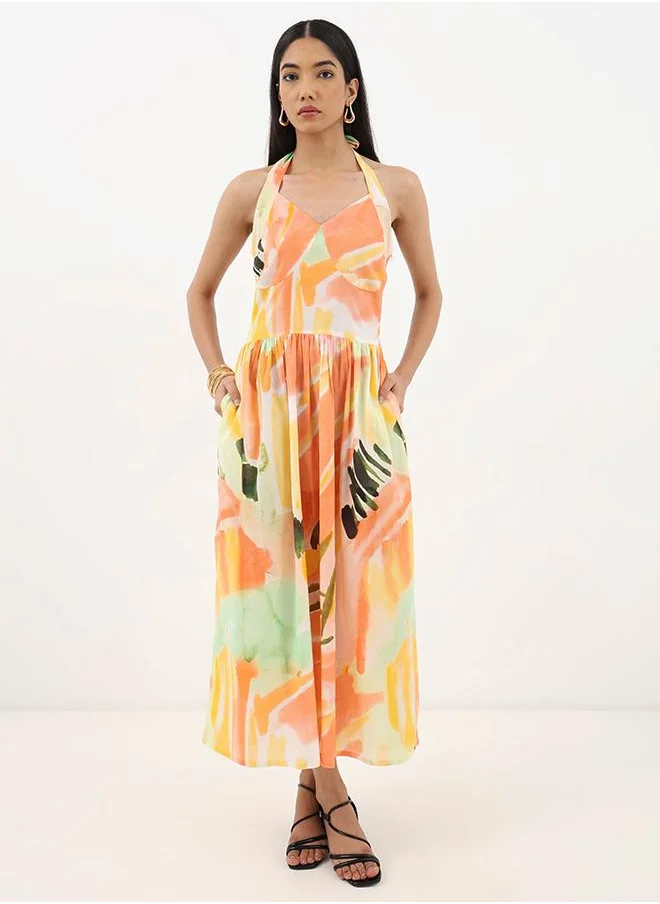 استوديو أول Serene Allure Halter Maxi Dress