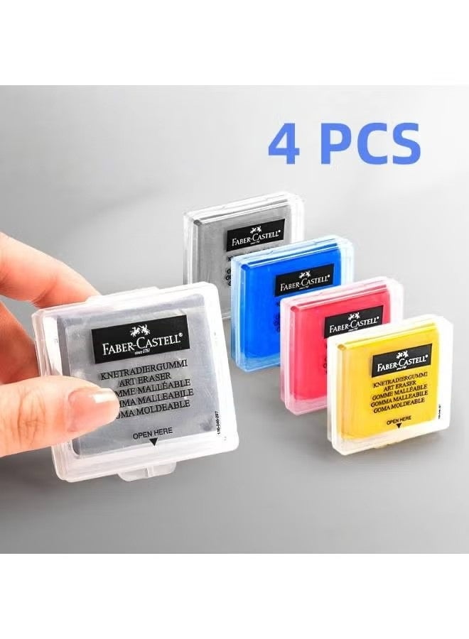 JIMATOR Faber-Castell knead Erasers - Drawing Art kneaded Erasers, Large size - 4 Pcs (Assorted Colors - Image 1
