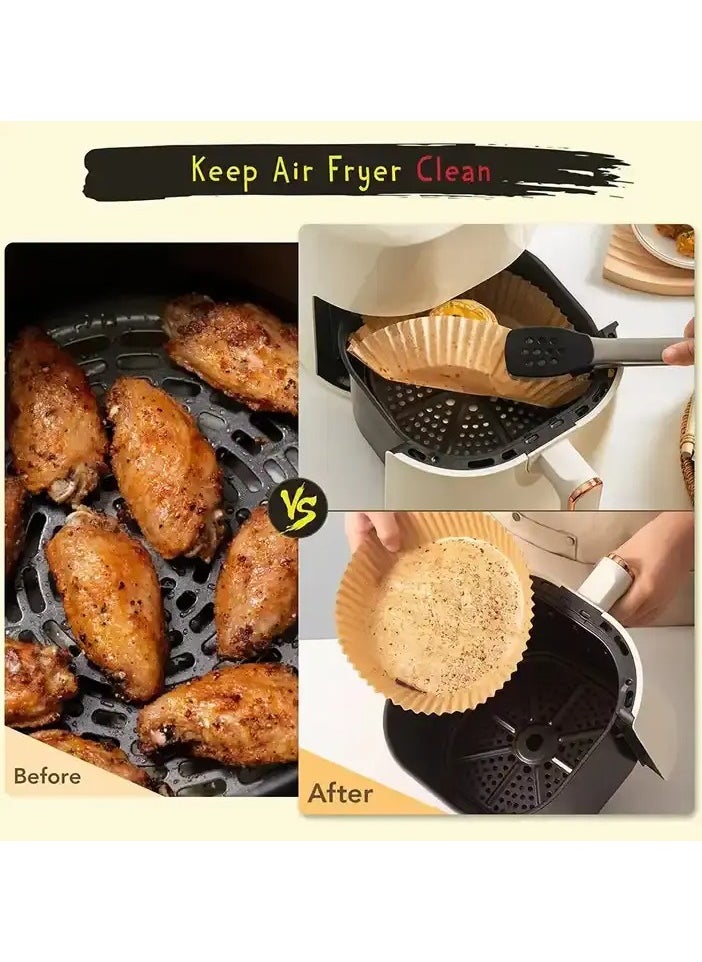 Karewish - 120Pcs Air Fryer Paper - Disposable Paper Liners - Oil proof Non-Stick Parchment Paper plates - Round Baking Paper Liners - Image 1