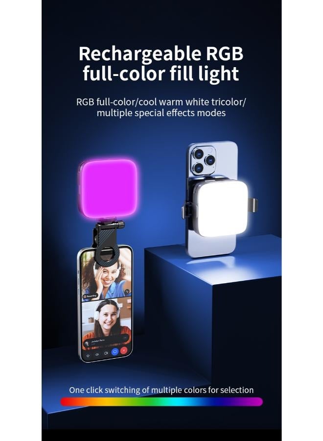 RGB LED Video Light Photography Fill Light with Front & Back Clip, Computer Light for Meeting Video Light,64 Beads 3 Colors 9 Modes for Phone, iPad, Laptop, for Makeup, Selfie, Vlog, Video Conference  - Image 1
