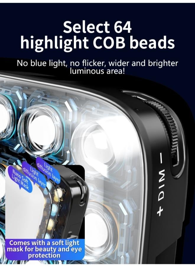 RGB LED Video Light Photography Fill Light with Front & Back Clip, Computer Light for Meeting Video Light,64 Beads 3 Colors 9 Modes for Phone, iPad, Laptop, for Makeup, Selfie, Vlog, Video Conference  - Image 5