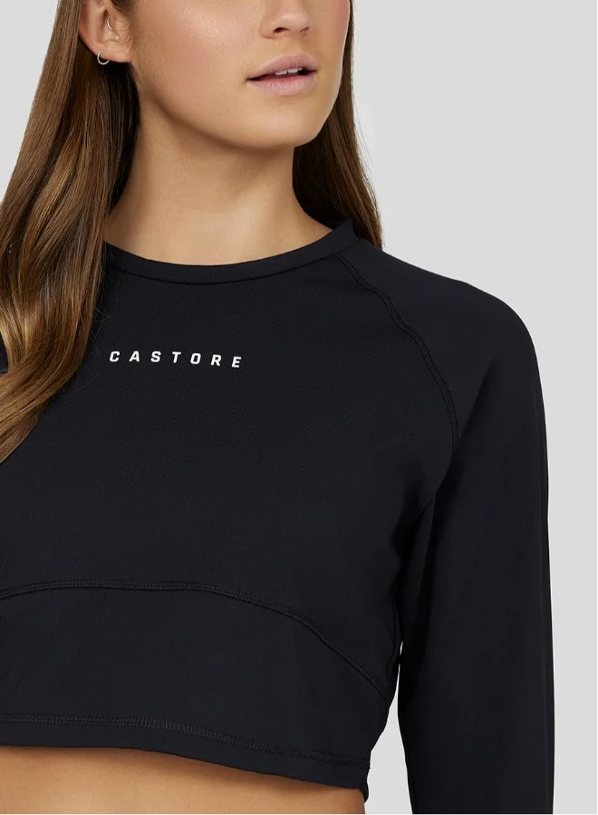 CASTORE Women'S Black Carbon Long Sleeve Crop Training Top