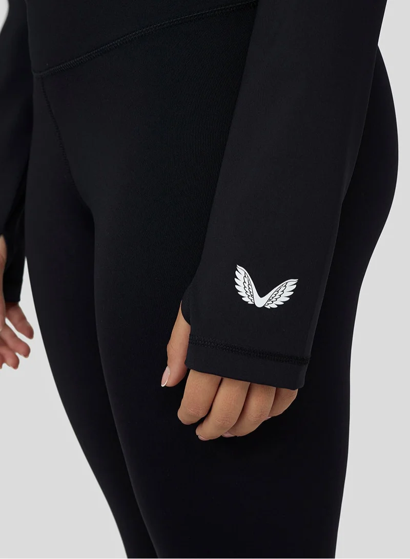 CASTORE Women'S Black Carbon Long Sleeve Crop Training Top
