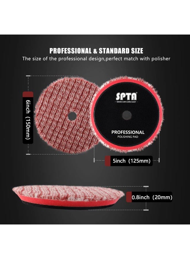 SPTA Wool Polishing Pads, 2Pcs 5 Inch (125mm) Wool Cutting Pad, Short Hair Wool Buffing and Polishing Pad Set, Wool Buffing Wheel for Heavy Cut for 5 Inch Car Polisher Polishing, Buffing and Cutting - Image 4