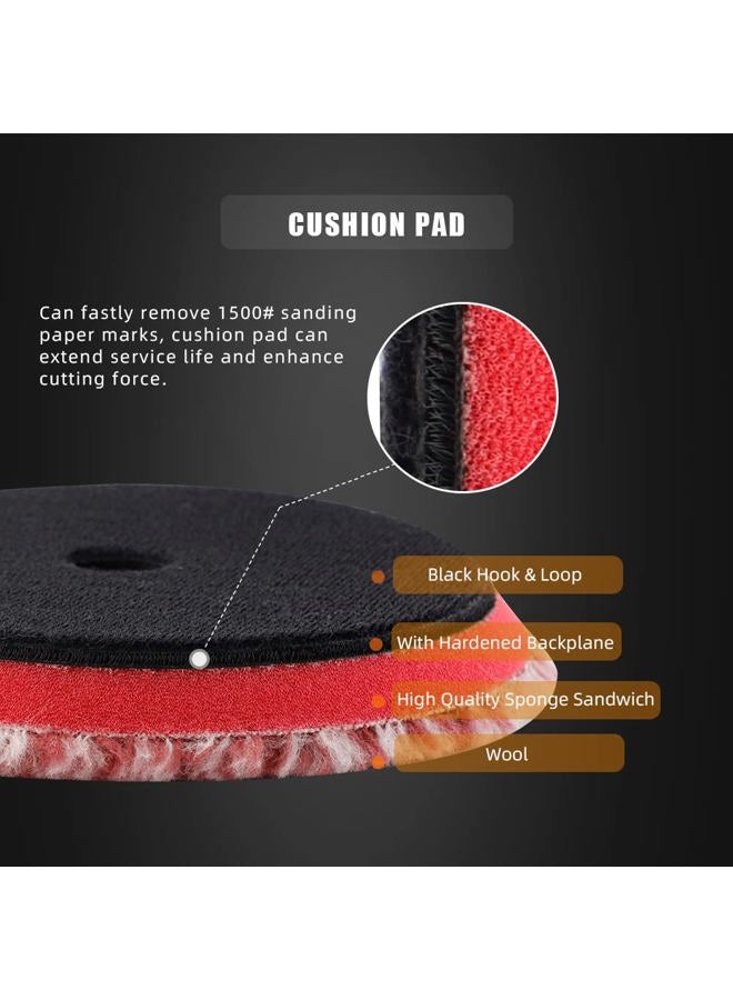 SPTA Wool Polishing Pads, 2Pcs 5 Inch (125mm) Wool Cutting Pad, Short Hair Wool Buffing and Polishing Pad Set, Wool Buffing Wheel for Heavy Cut for 5 Inch Car Polisher Polishing, Buffing and Cutting - Image 3