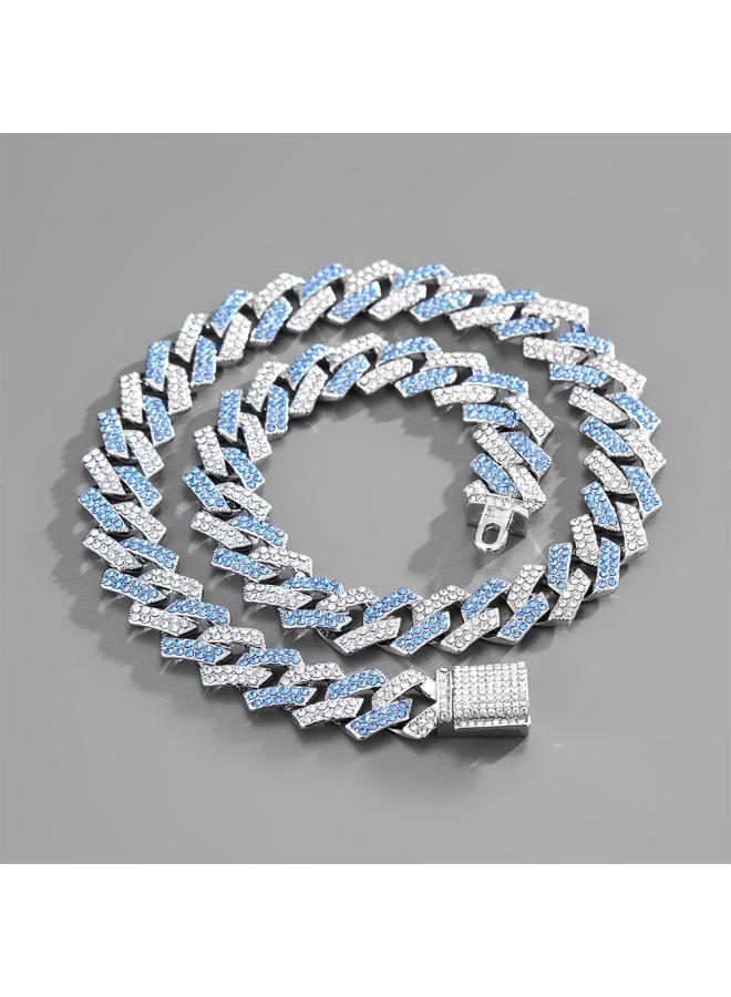 European And American Jewelry Hip Hop Cuban Chain Necklace Hiphop Diamond Box Buckle Design Sense Men's Fashion Necklace 