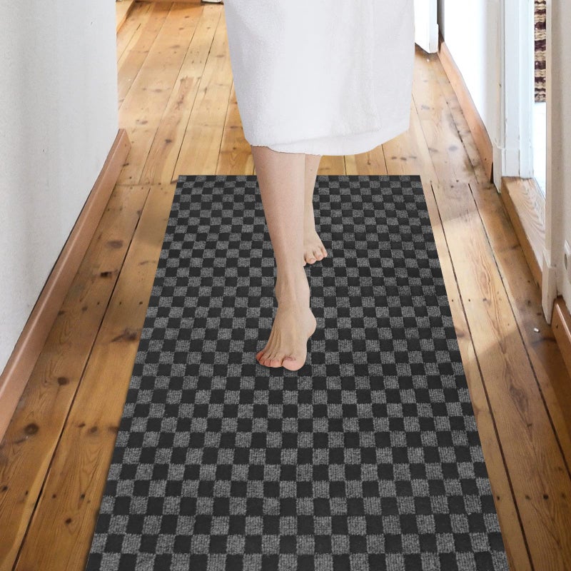 Weidear Custom Size Backed Non-Slip Area Rugs Runner, Easy Clean, Waterproof Runner Rugs for Hallway Entryway, Kitchen, Laundry, 2FT x 6FT, Gray Checkered - Image 1