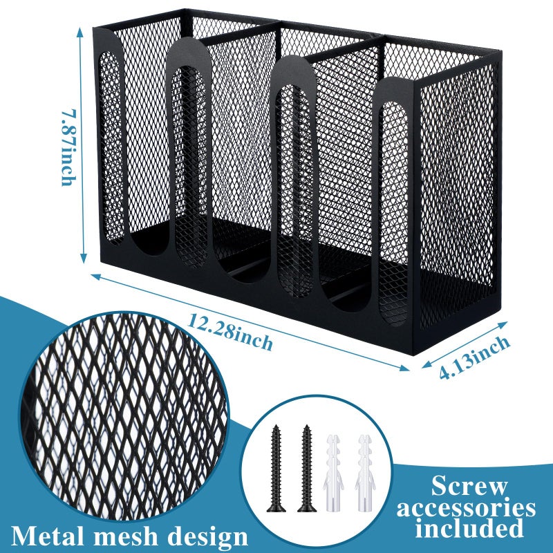 Maxcheck Metal Mesh Cup and Lid Holder Coffee Paper Cup Dispenser Lid Holder Storage Organizer Countertop or Wall Mount for Coffee Bar, Kitchen, Breakroom(3 Compartments) - Image 2