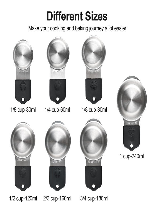 Smithcraft مجموعة أكواب وملاعق قياس مغناطيسية من سميثكرافت، 16 قطعة، أكواب وملاعق قياس من الفولاذ المقاوم للصدأ، قياسات مترية وأمريكية، مناسبة للمواد الجافة والسائلة، أكواب وملاعق قياس معدنية مع أداة تسوية، مثالية للمطبخ والخبز، لون أسود - Image 3