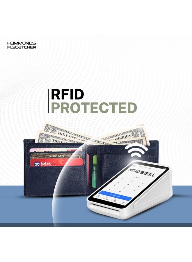 HAMMONDS FLYCATCHER RFID Protected Bi-Fold Wallet for Men Leather Original, Mens Wallet, Leather Wallets for Men, Stylish Purse with 6 Card Slots, 1 ID Slots, Coin Pocket, Mens Gift - Blue - Image 3