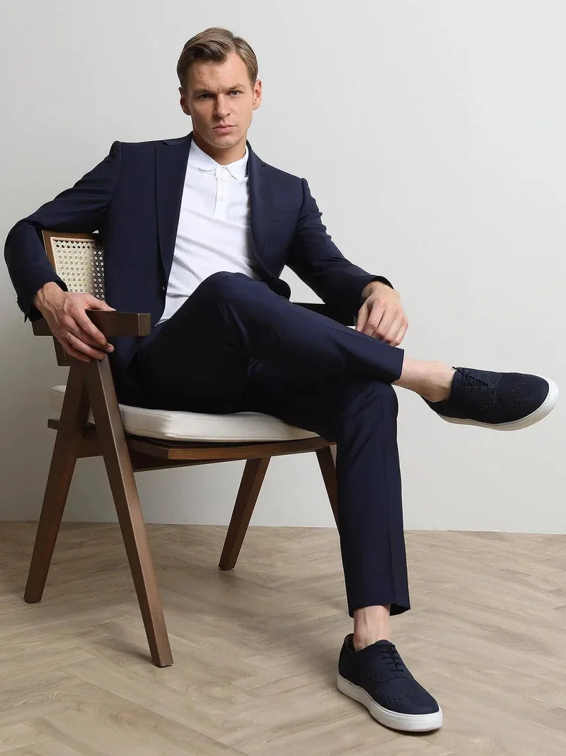 كيب بدلة ساكس مودرن فيت من مزيج الصوف