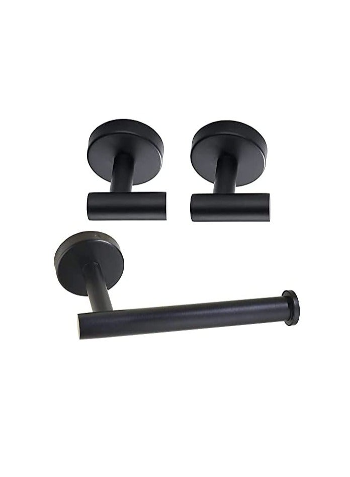 Excefore SUS 304 Stainless Steel Wall Mounted - Includes Bathroom Toilet Paper Holder, 2X Robe Towel Hooks Bathroom Accessories Kit（3 PCS ，Matte Black）  - Image 5